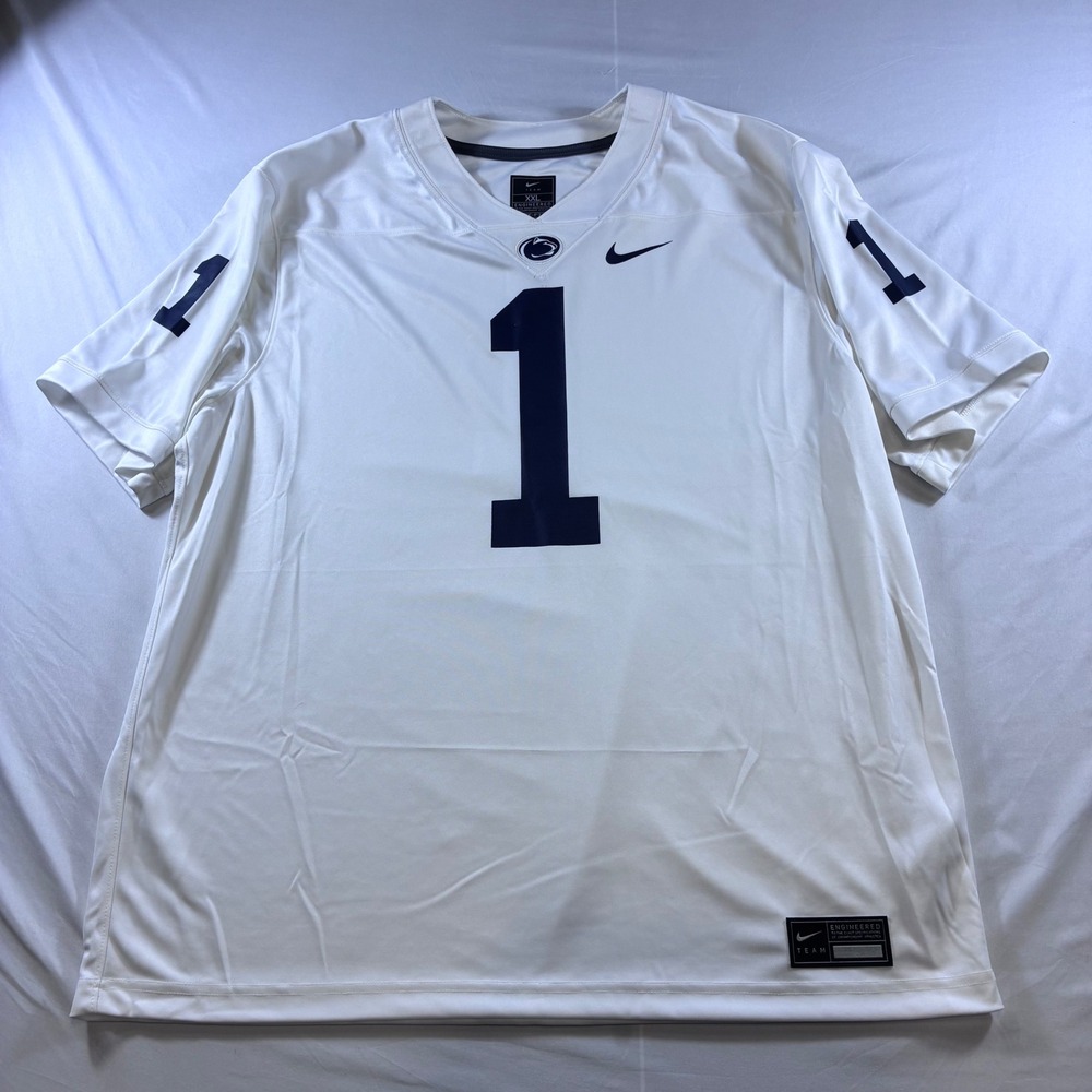 Nike Penn State Nittany Lions Football Jersey White Navy XXL #1 Dri-FIT